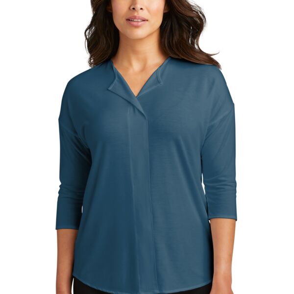 Women's Concept 3/4 Sleeve Soft Split Neck Top Thumbnail
